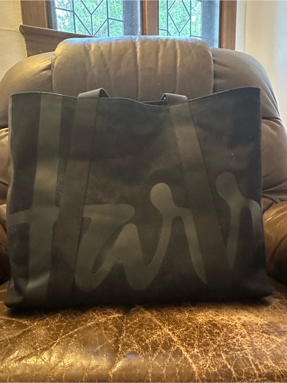 Harrods Black Canvas Tote with Tonal Script